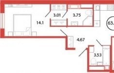 Продам 2 комнатную квартиру 63 м2 картинка из объявления