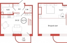 Продам 1 комнатную квартиру 52 м2 картинка из объявления