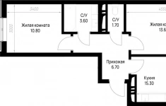 Продам 2 комнатную квартиру 53.35 м2 картинка из объявления