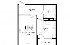 Продам 1 комнатную квартиру 37.8 м2 в объявлении 5 фото Продам 1 комнатную квартиру 37.8 м2 картинка из объявления