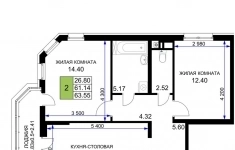 Продам 2 комнатную квартиру 63.55 м2 картинка из объявления