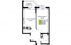 Продам 2 комнатную квартиру 62.69 м2 картинка из объявления