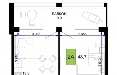 Продам 2 комнатную квартиру 48.7 м2 картинка из объявления