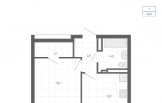 Продам 1 комнатную квартиру 42 м2 картинка из объявления