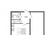 Продам 1 комнатную квартиру 46 м2 картинка из объявления