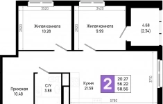Продам 2 комнатную квартиру 58 м2 картинка из объявления