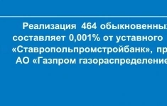 Реализация 464 шт. обыкновенных акций ПАО «Ставропольпромстройбанк» картинка из объявления
