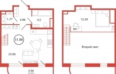 Продам 1 комнатную квартиру 51 м2 картинка из объявления