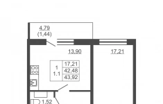 Продам 1 комнатную квартиру 43 м2 в объявлении 3 фото Продам 1 комнатную квартиру 43 м2 картинка из объявления