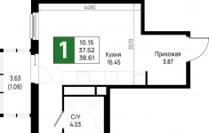 Продам 1 комнатную квартиру 38 м2 в объявлении 10 фото Продам 1 комнатную квартиру 38 м2 картинка из объявления