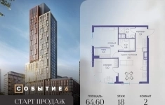 Продам 2 комнатную квартиру 64.6 м2 картинка из объявления