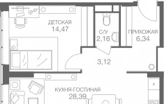 Продам 2 комнатную квартиру 81 м2 картинка из объявления