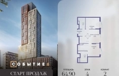 Продам 2 комнатную квартиру 64.9 м2 картинка из объявления
