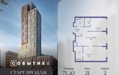 Продам 2 комнатную квартиру 71.4 м2 картинка из объявления