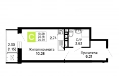 Продам 1 комнатную квартиру 24.01 м2 в объявлении 10 фото Продам 1 комнатную квартиру 24.01 м2 картинка из объявления