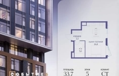 Продам 1 комнатную квартиру 33.7 м2 картинка из объявления