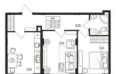 Продам 2 комнатную квартиру 54.14 м2 картинка из объявления