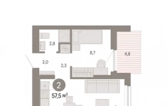 Продам 2 комнатную квартиру 57 м2 картинка из объявления