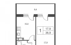 Продам 1 комнатную квартиру 36.9 м2 картинка из объявления