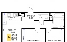 Продам 2 комнатную квартиру 64 м2 картинка из объявления