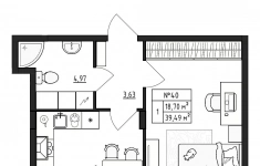 Продам 1 комнатную квартиру 39.49 м2 в объявлении 10 фото Продам 1 комнатную квартиру 39.49 м2 картинка из объявления