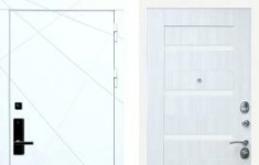 Дверь входная (стальная, металлическая) Баяр 1 ФЛ-291 Белый СБ-14 Белое стекло quot;Сандал белыйquot; с биометрическим замком (электронный, отпирание по отпечатку пальца) картинка из объявления