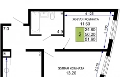 Продам 2 комнатную квартиру 51.6 м2 картинка из объявления