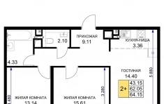Продам 2 комнатную квартиру 64 м2 картинка из объявления