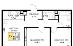 Продам 2 комнатную квартиру 68 м2 картинка из объявления