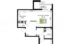 Продам 2 комнатную квартиру 65.27 м2 картинка из объявления