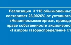 Реализация 3 118 обыкновенных акций АО «Невинномысскгоргаз» картинка из объявления