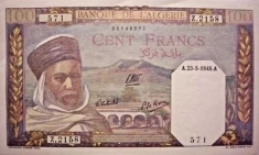 Банкнота Алжира - французская колония картинка из объявления