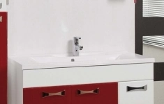 Тумба с раковиной Акватон Диор 100 бело-бордовая картинка из объявления